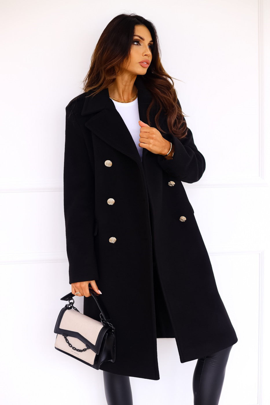 Valeria Jas | Elegante Getailleerde Double-Breasted Half Lange Jas