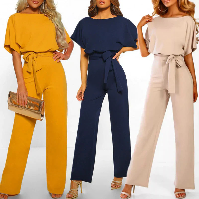 Adriana Jumpsuit | Elegante Dames Jumpsuit met Brede Pijpen en Vetersluiting