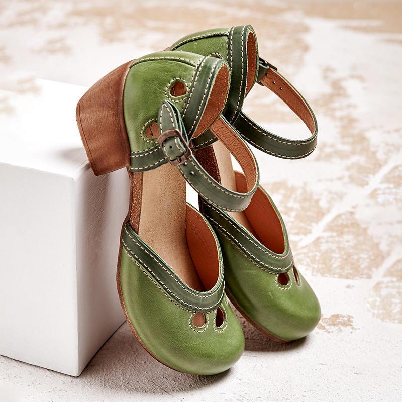 Bella Sandalen | Comfortabele Retro Sandalen met Enkelband en Uitgesneden Details