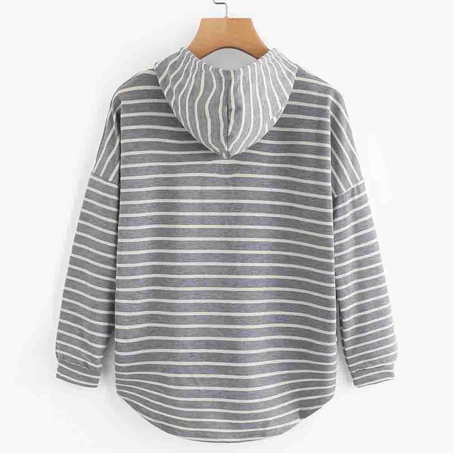 Adeline Hoodie | Gestreepte Casual Hoodie met Losse Pasvorm en Capuchon