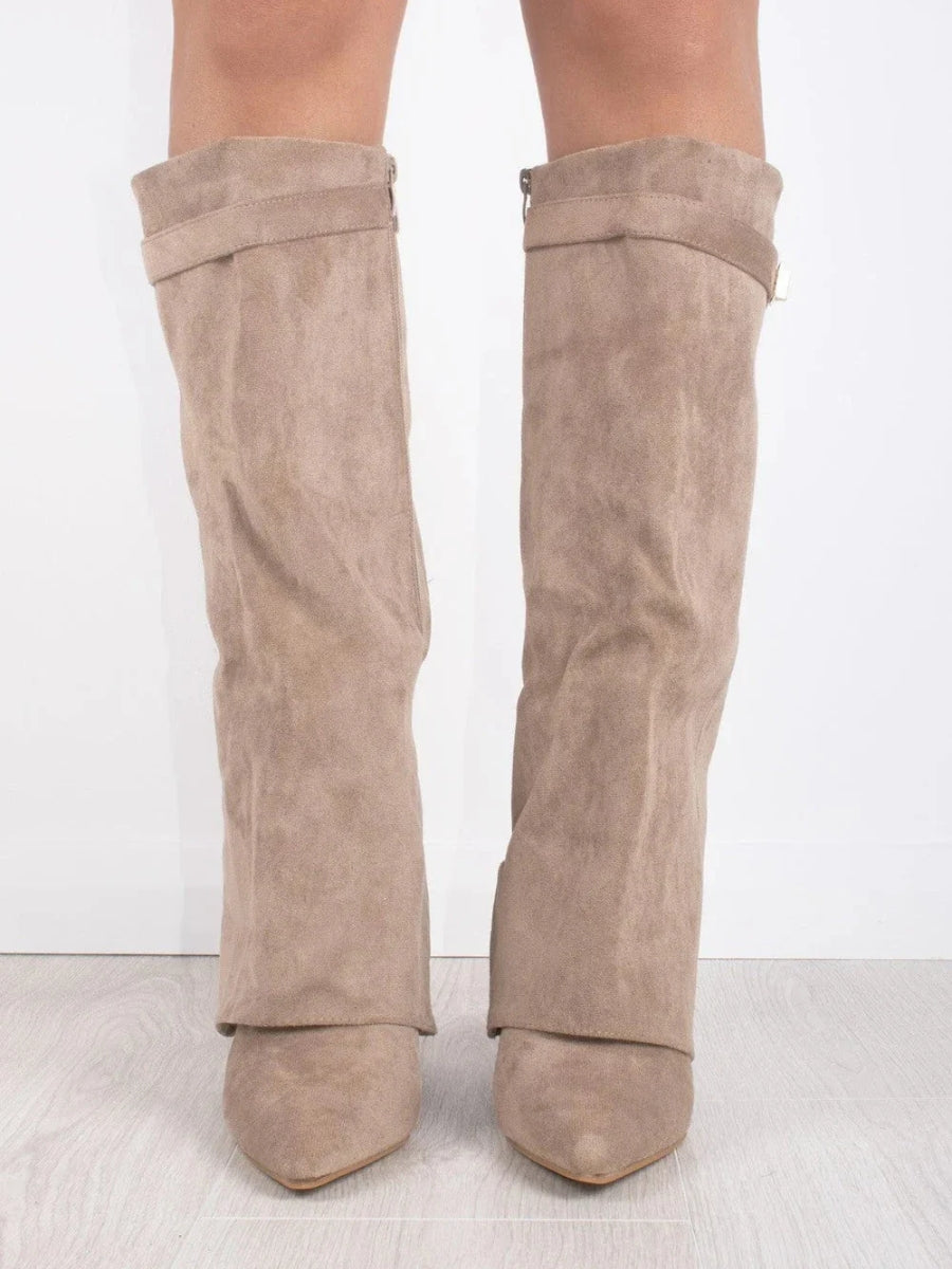 Noi Laarzen Suède | Comfortabele & Trendy Boots met Gouden Details voor Elke Gelegenheid