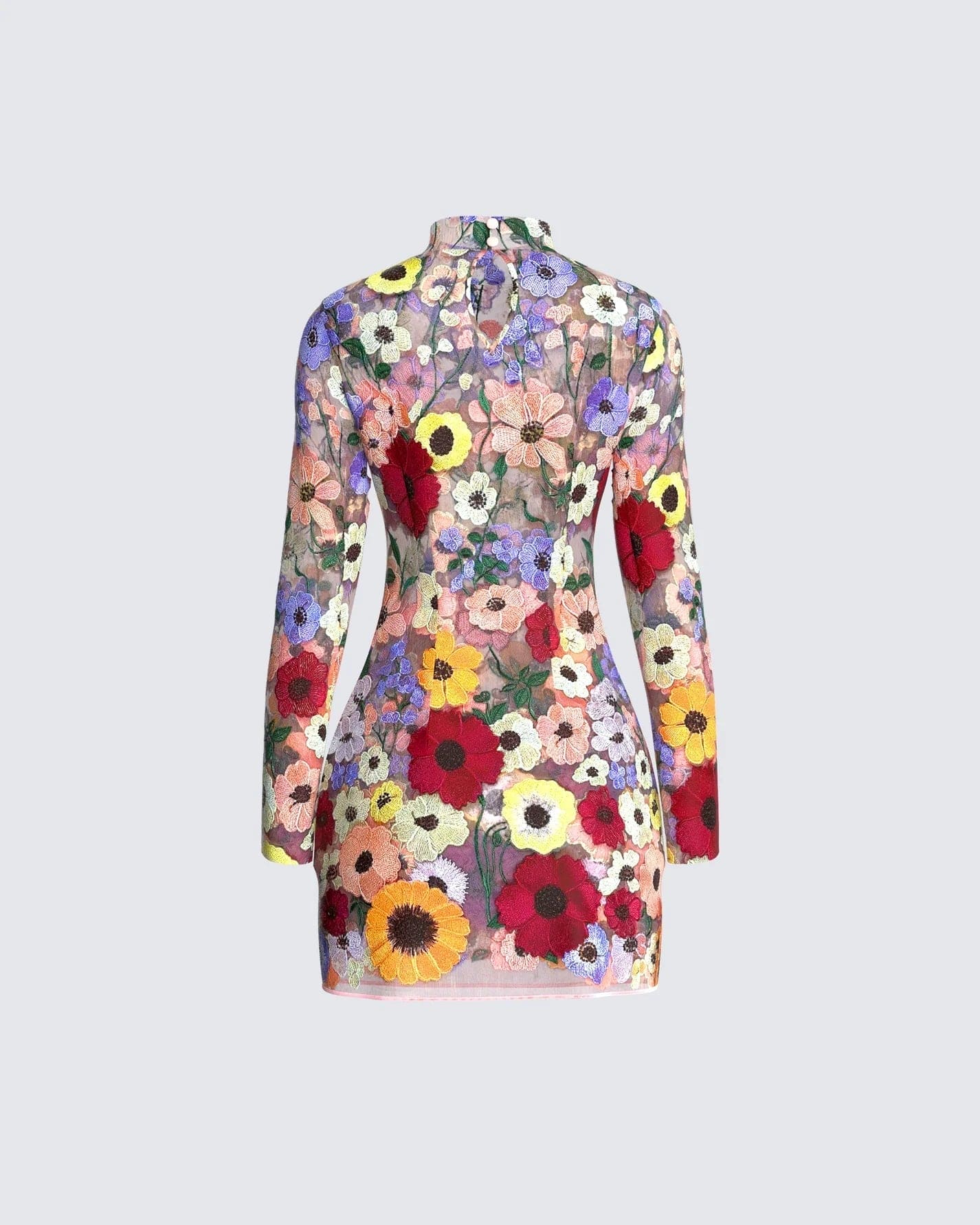 Fiorella Jurk | Bodycon Damesjurk met 3D Bloemenprint en Lange Mouwen