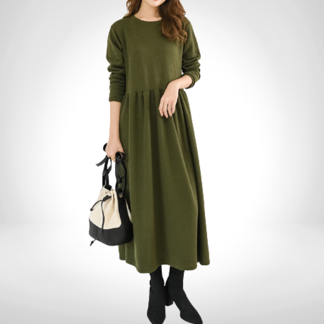 Adelaide Jurk | Elegante A-lijn Jurk met Volumineuze Rok en Tailleriem