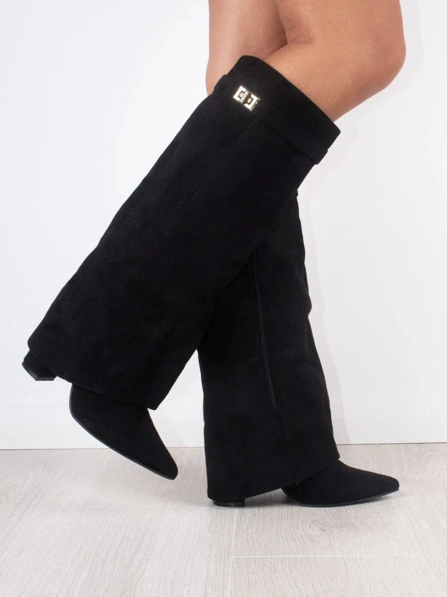 Noi Laarzen Suède | Comfortabele & Trendy Boots met Gouden Details voor Elke Gelegenheid