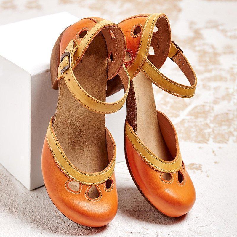 Bella Sandalen | Comfortabele Retro Sandalen met Enkelband en Uitgesneden Details