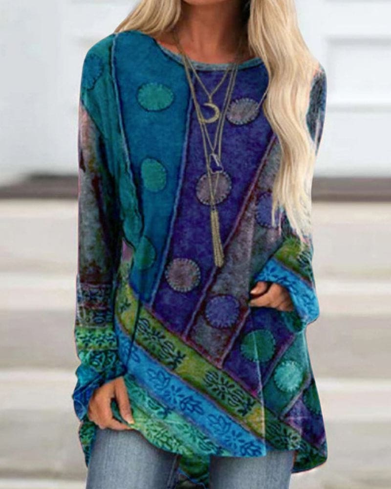 Nanny Tuniek | Boho Tuniek met Gedurfde Patronen en Relaxte Pasvorm