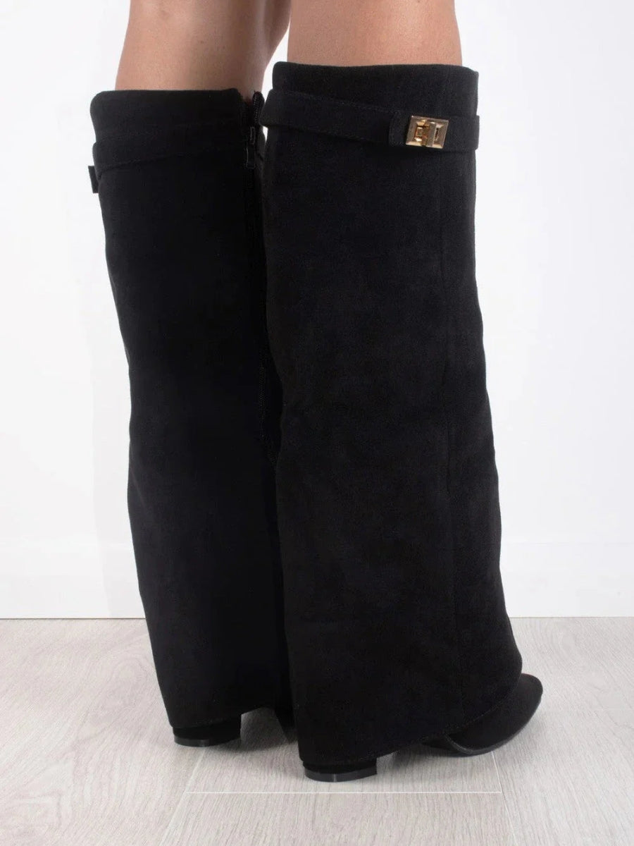 Noi Laarzen Suède | Comfortabele & Trendy Boots met Gouden Details voor Elke Gelegenheid