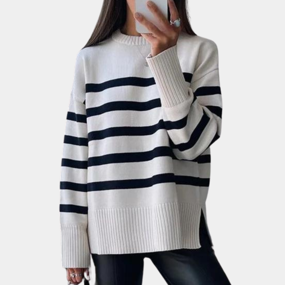 Alina Trui | Oversized Damestrui met Hoge Kraag en Elegante Details