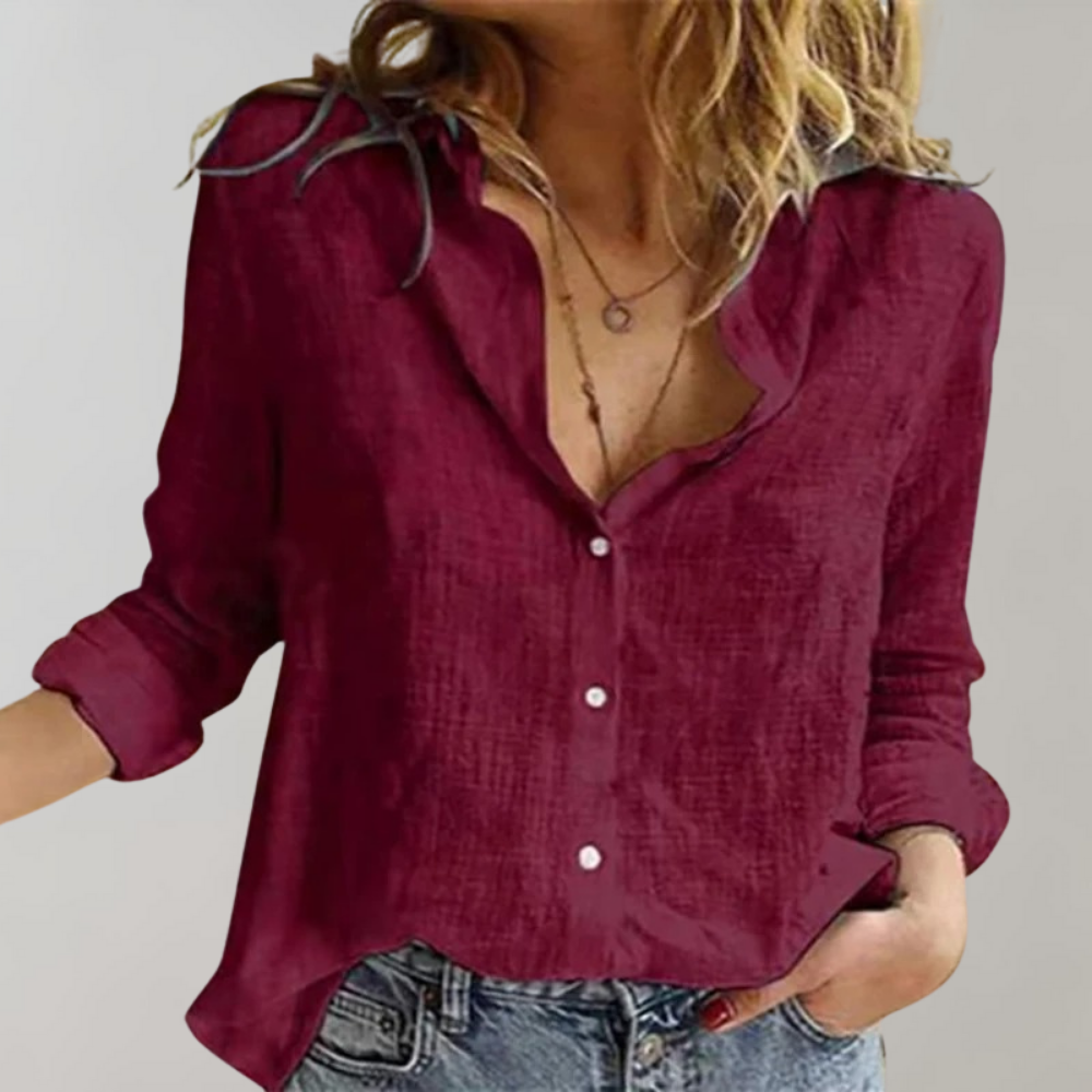 Chiara Blouse | Zachte Katoenen Blouse met Tijdloos Design en Elegante Pasvorm