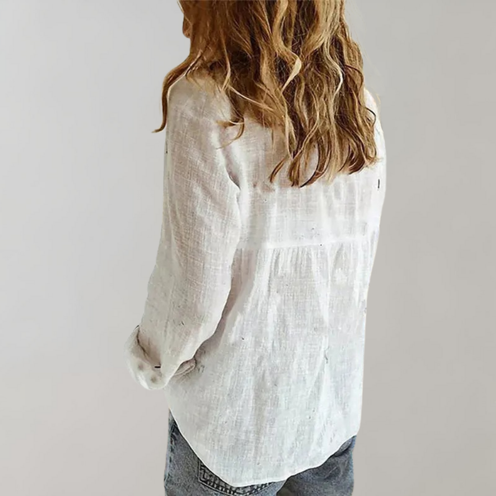 Chiara Blouse | Zachte Katoenen Blouse met Tijdloos Design en Elegante Pasvorm