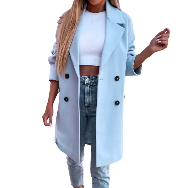 Alison Trenchcoat | Elegante Lange Damesjas met Double-Breasted Sluiting en Klassieke Pasvorm