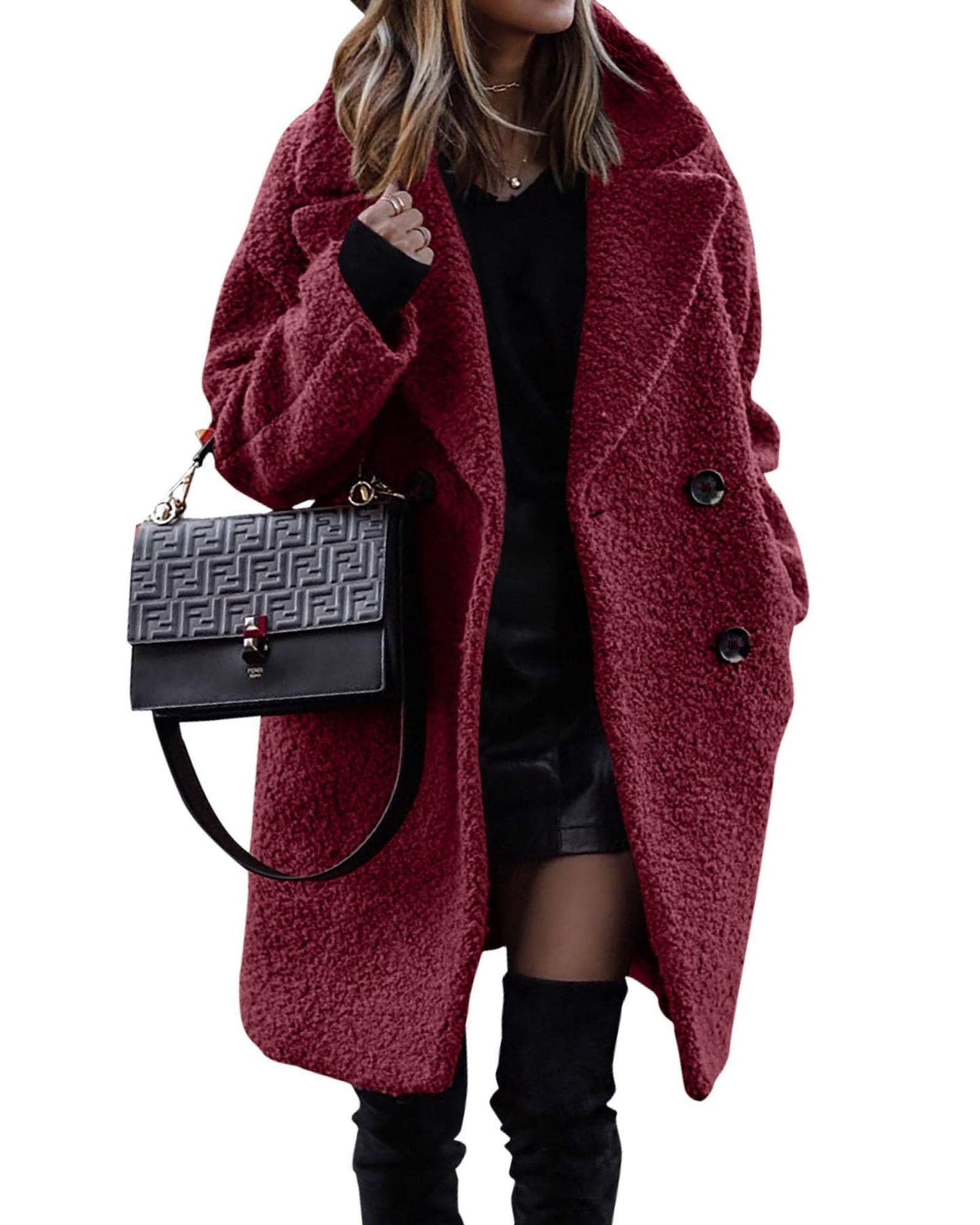 Adira Jas | Elegante Lange Pluche Damesjas voor Herfst en Winter