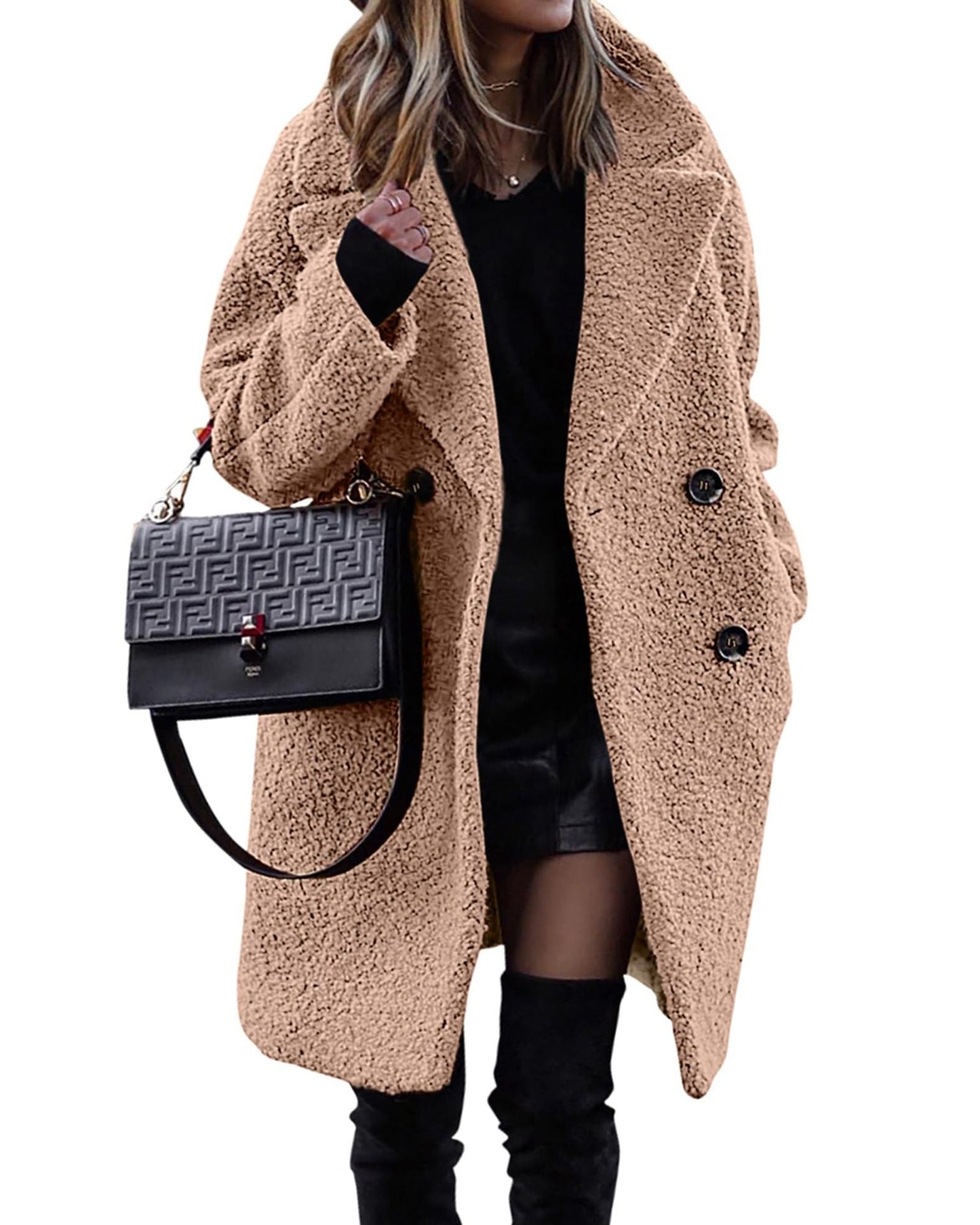 Adira Jas | Elegante Lange Pluche Damesjas voor Herfst en Winter