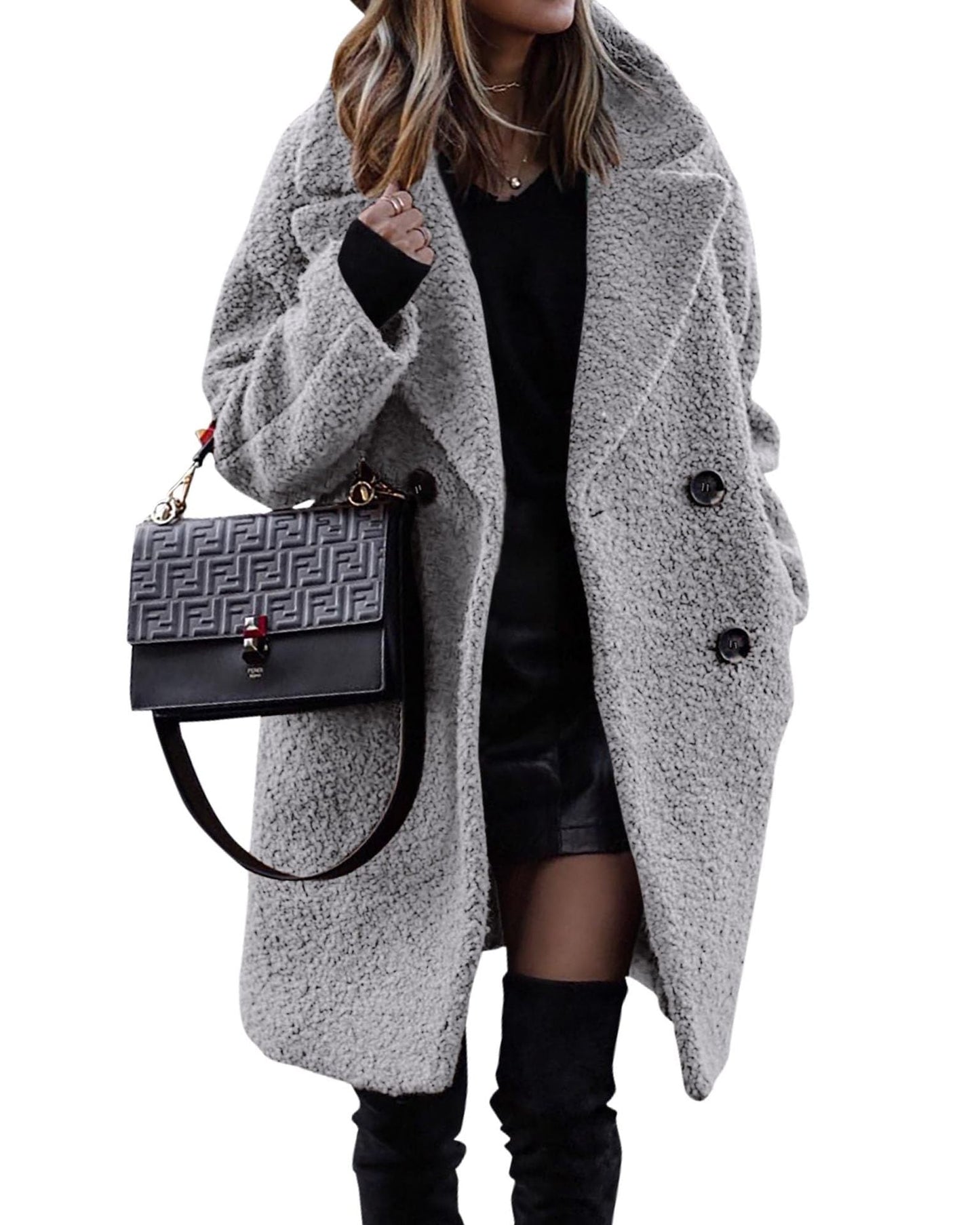 Adira Jas | Elegante Lange Pluche Damesjas voor Herfst en Winter