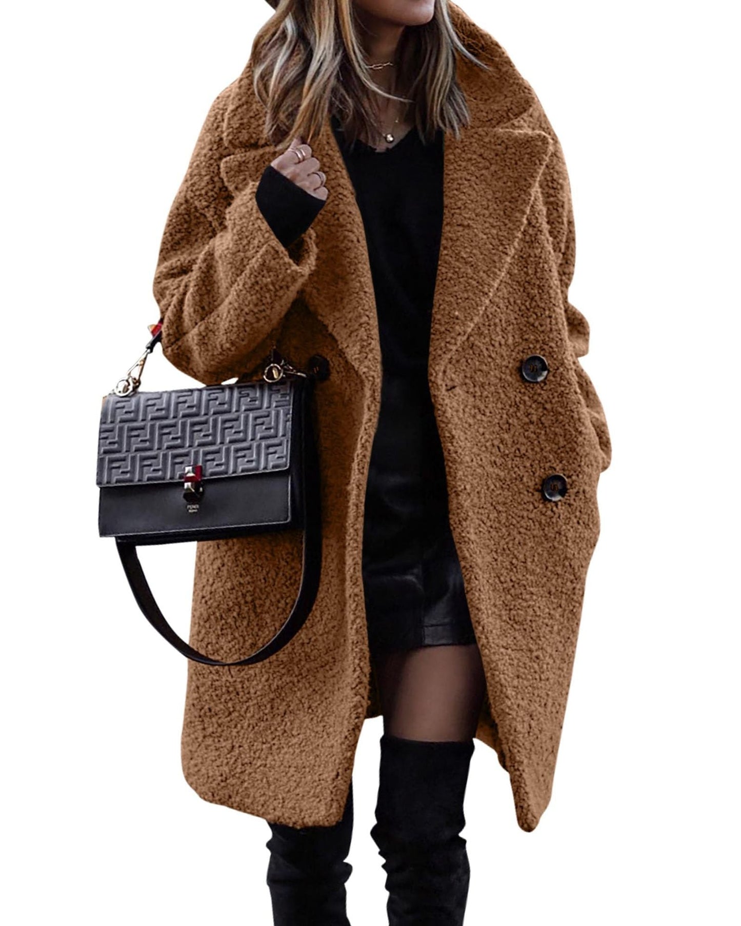 Adira Jas | Elegante Lange Pluche Damesjas voor Herfst en Winter