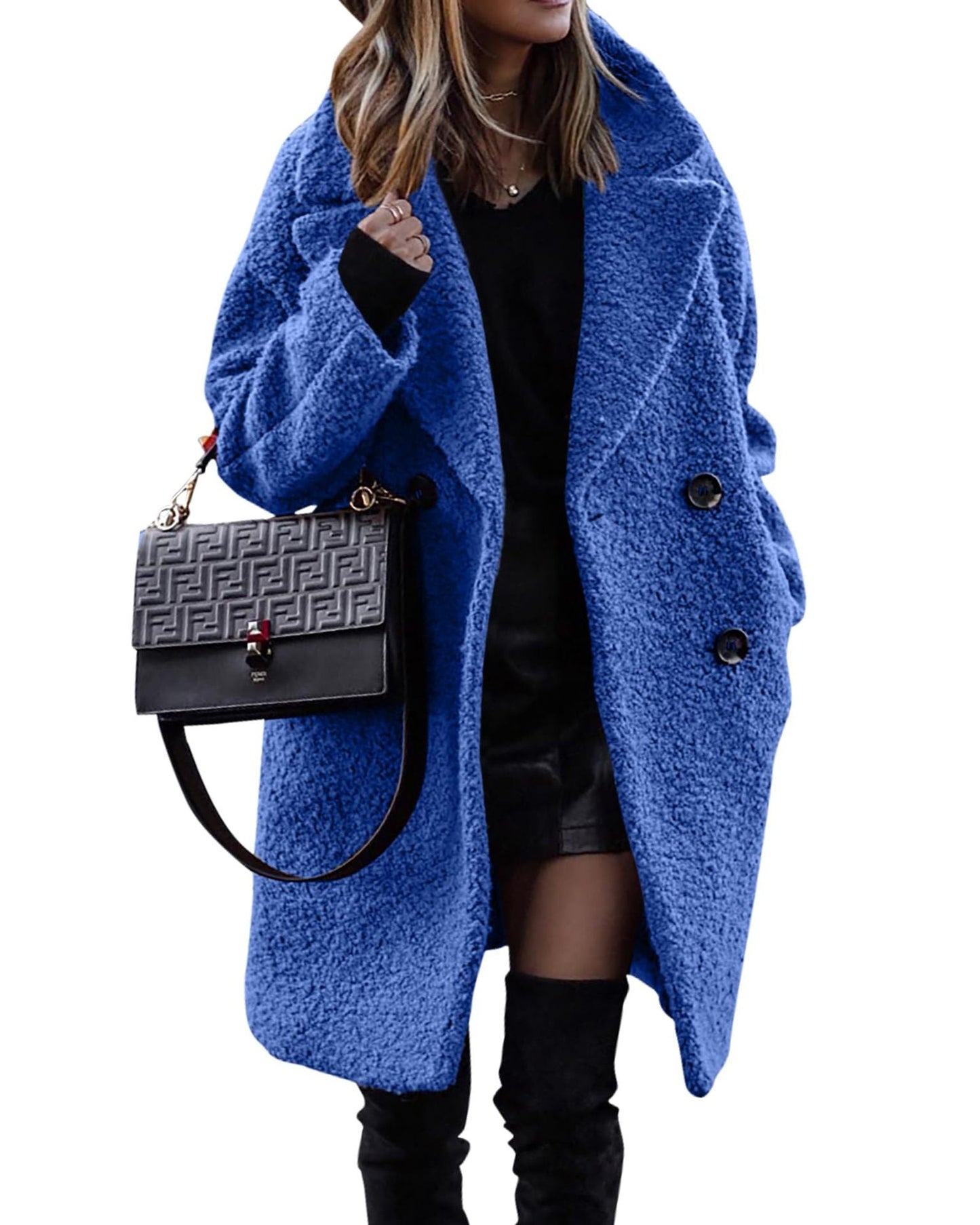 Adira Jas | Elegante Lange Pluche Damesjas voor Herfst en Winter