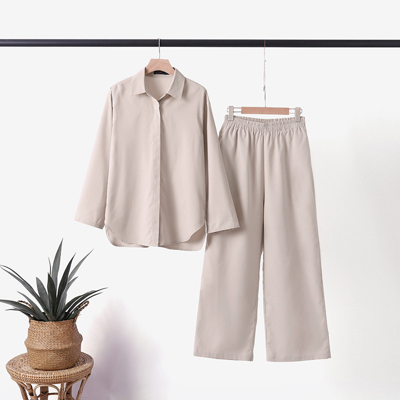 Aerielle Set | Comfortabele Damesset met Losvallende Broek en Overhemd van Luchtige Stof