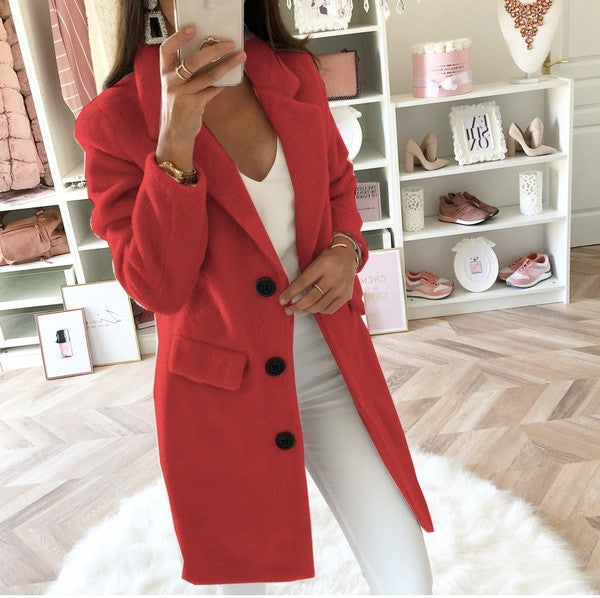 Adelynn Winterjas | Elegante Warme Jas met Kraag en Knoopsluiting