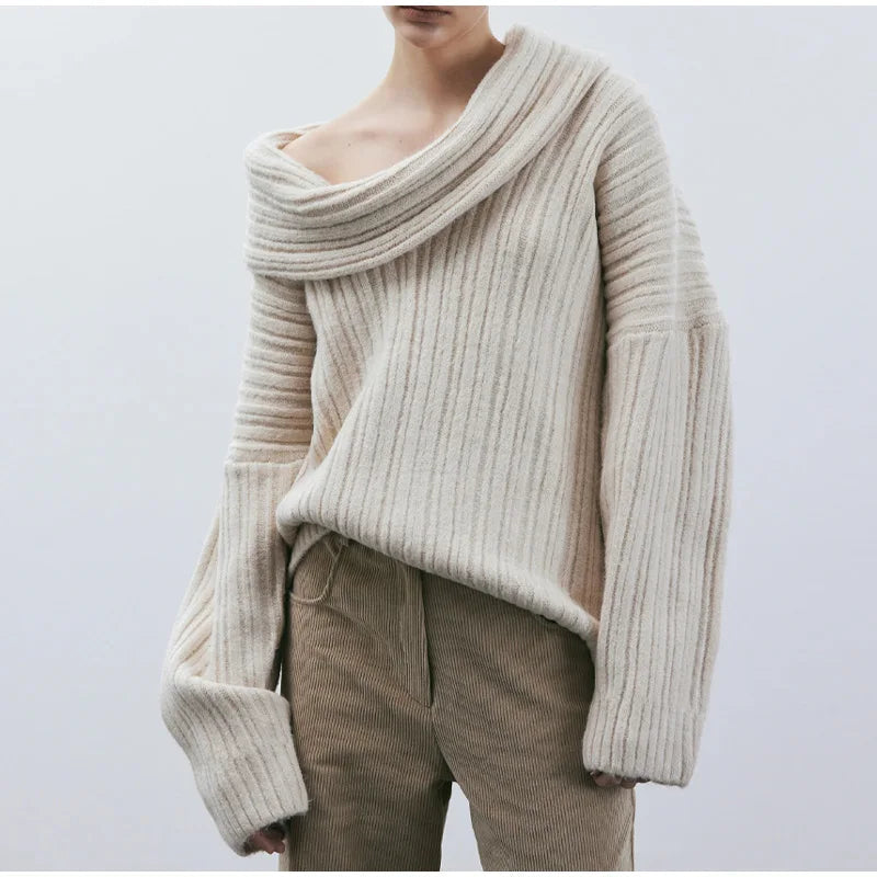 Asanda | Off-Shoulder Gebreide Sweater – Vrouwelijke Chic met Comfort