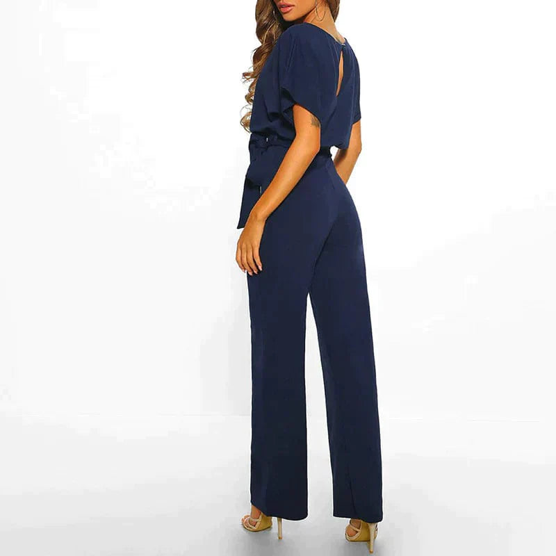 Adriana Jumpsuit | Elegante Dames Jumpsuit met Brede Pijpen en Vetersluiting