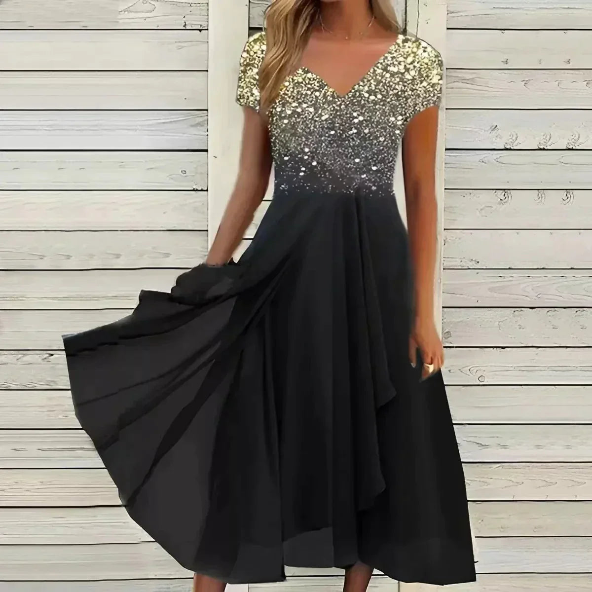 Adriyal Jurk | Chiffon Zomerjurk met Bloemenprint en V-hals