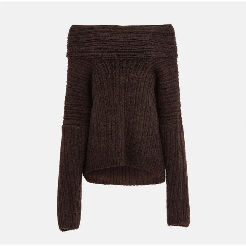Asanda | Off-Shoulder Gebreide Sweater – Vrouwelijke Chic met Comfort