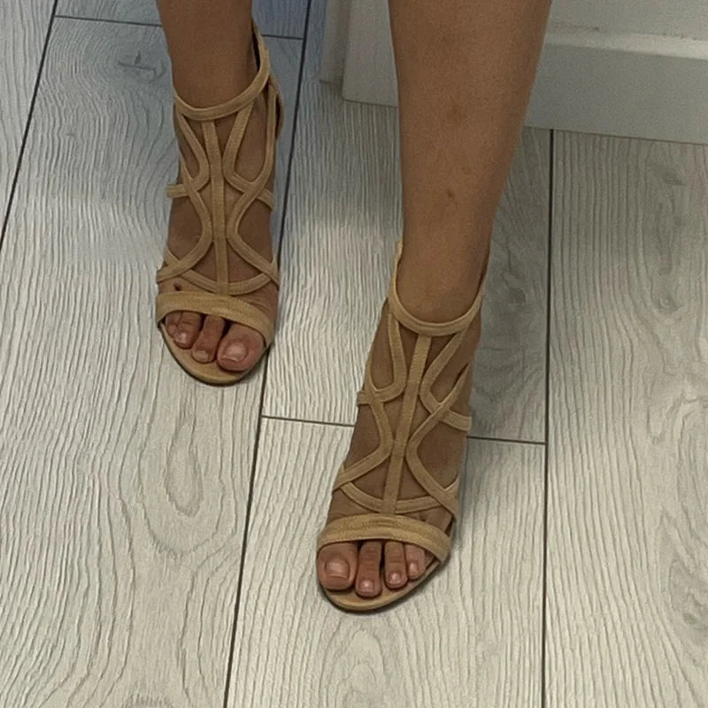 Bianca Elegance-Step Hakken | Gladiator Sandalen met 11 cm Hoge Hak en Open Neus Design