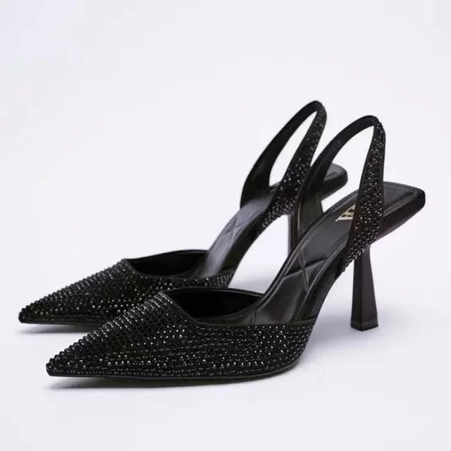 Valentina Hakken | Slingback Sandalen met Strassteentjes en Spitse Neus
