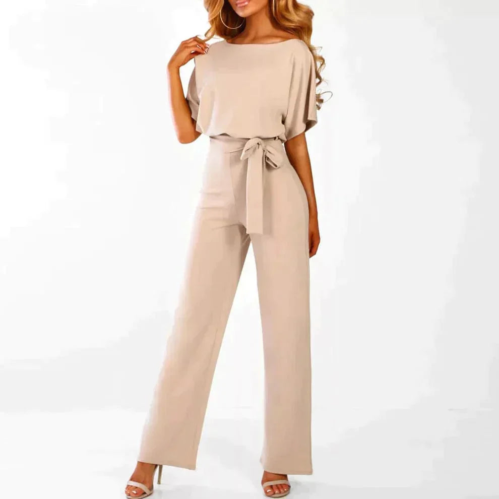 Adriana Jumpsuit | Elegante Dames Jumpsuit met Brede Pijpen en Vetersluiting