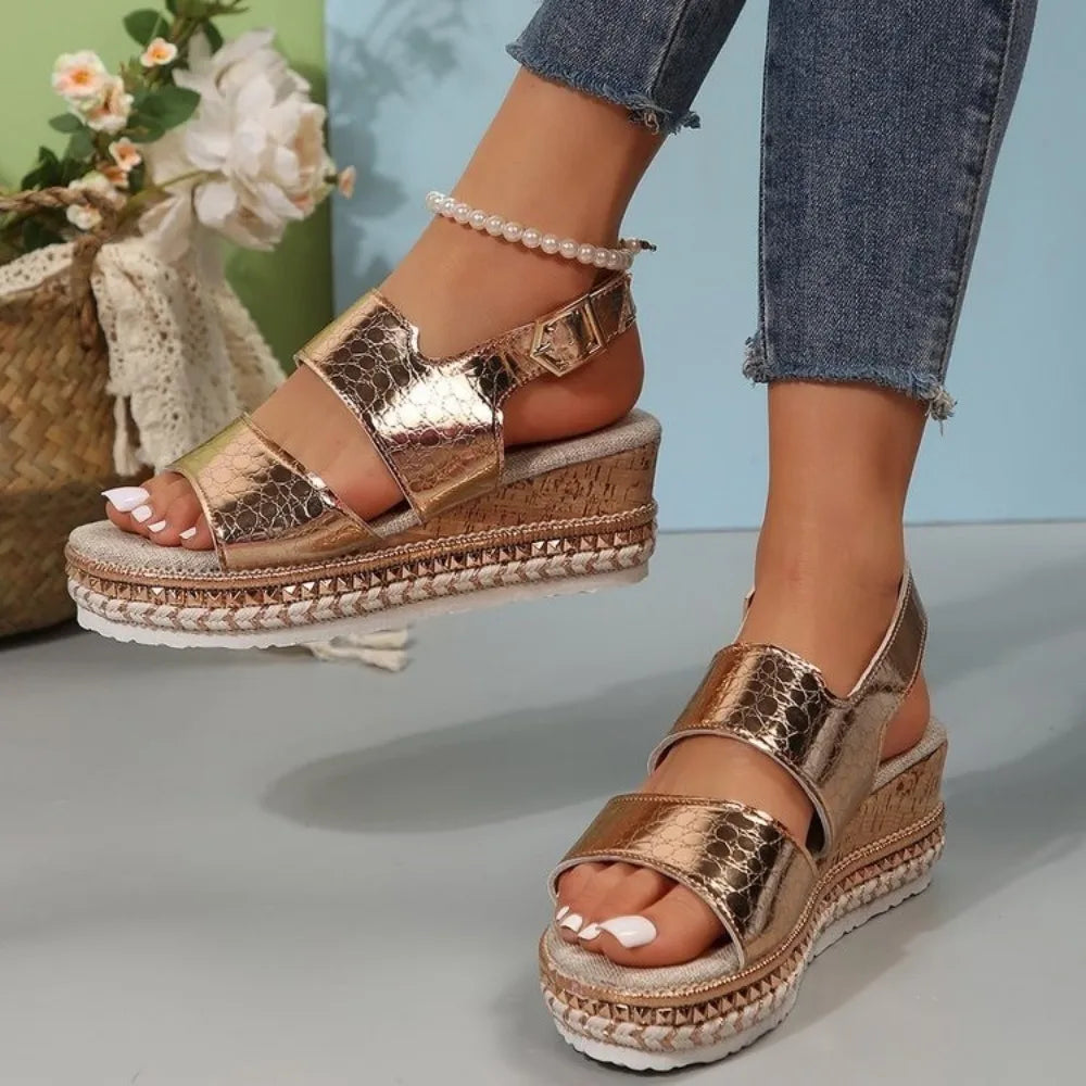 Abeni Sandalen | Gouden Dames Sandalen met Ergonomisch Voetbed en Elegant Design