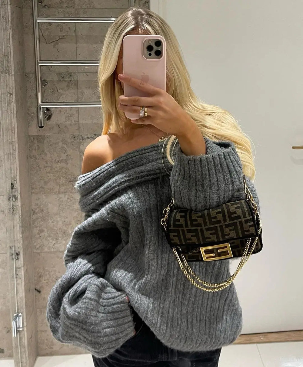 Asanda | Off-Shoulder Gebreide Sweater – Vrouwelijke Chic met Comfort