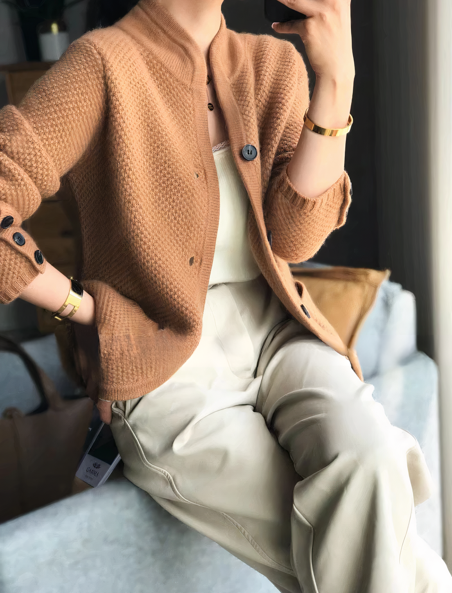Avalon Kasjmier Cardigan | Luxe Damesvest met Knoopsluiting en Zakken