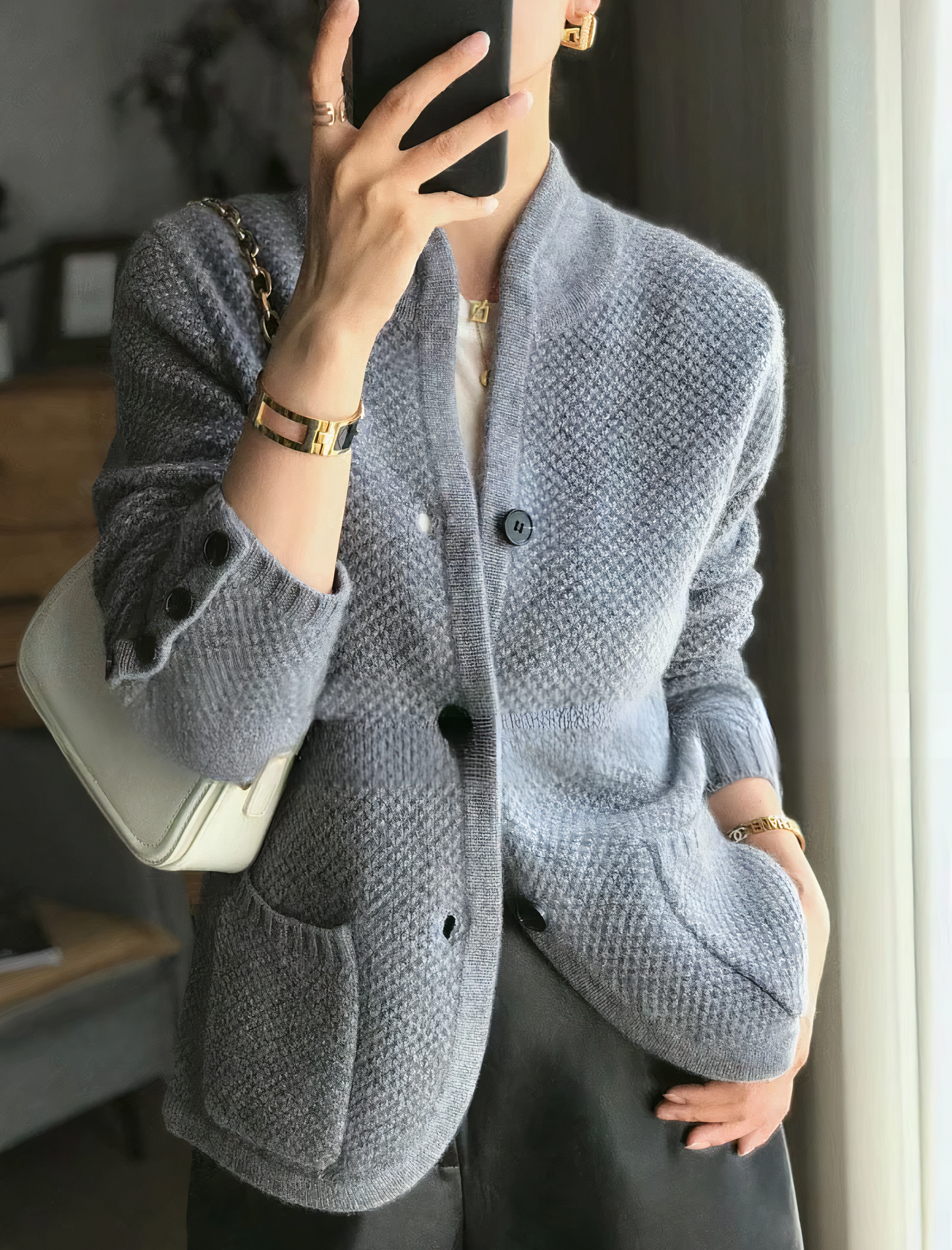 Avalon Kasjmier Cardigan | Luxe Damesvest met Knoopsluiting en Zakken