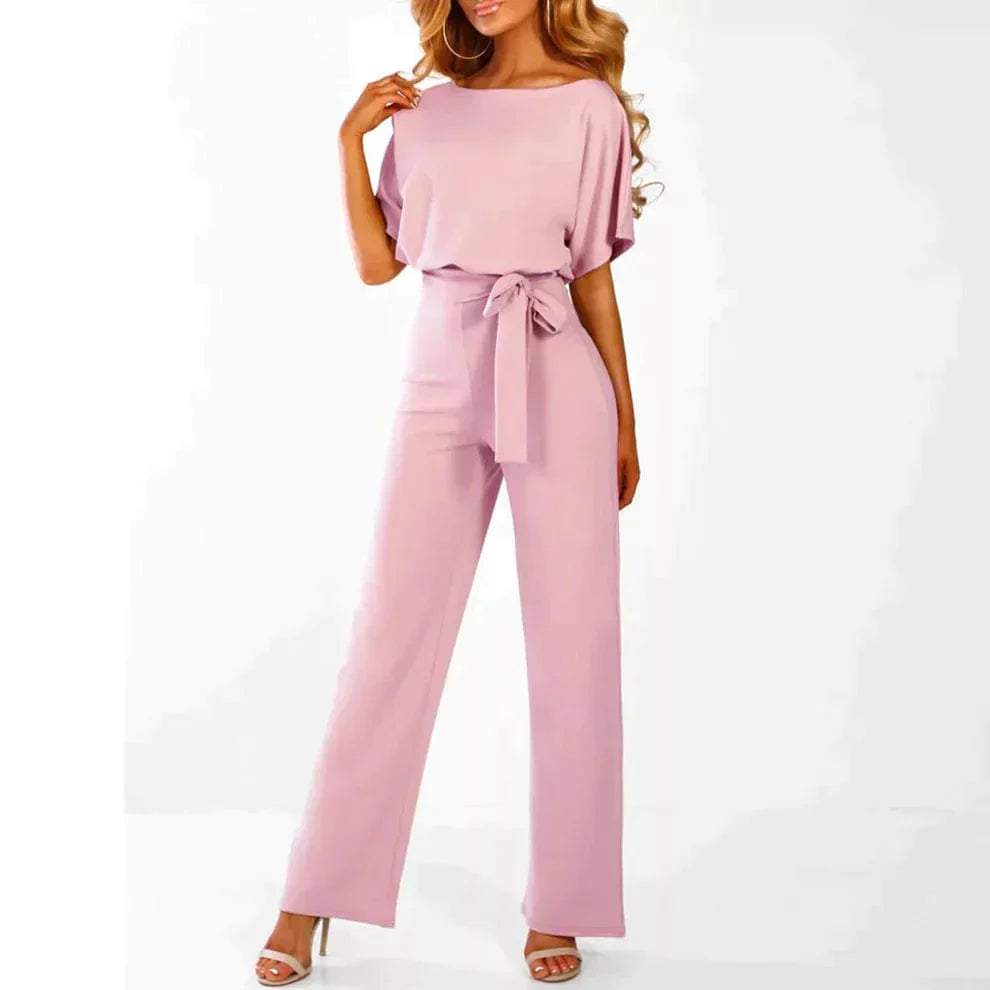 Adriana Jumpsuit | Elegante Dames Jumpsuit met Brede Pijpen en Vetersluiting