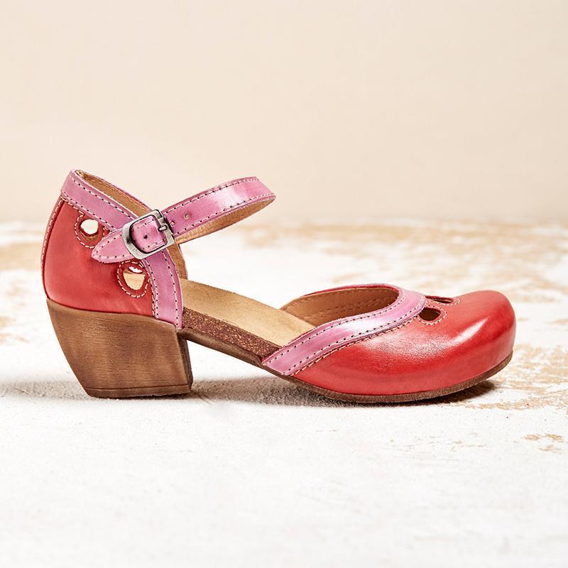 Bella Sandalen | Comfortabele Retro Sandalen met Enkelband en Uitgesneden Details
