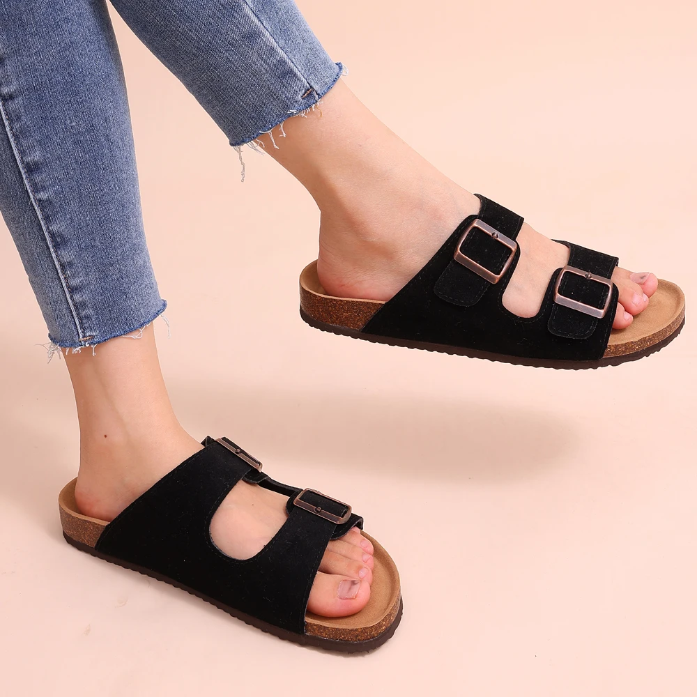 Renzo Sandalen | Orthopedische Unisex Slippers met Verstelbare Gespen en Kurken Voetbed
