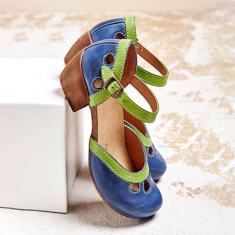 Bella Sandalen | Comfortabele Retro Sandalen met Enkelband en Uitgesneden Details