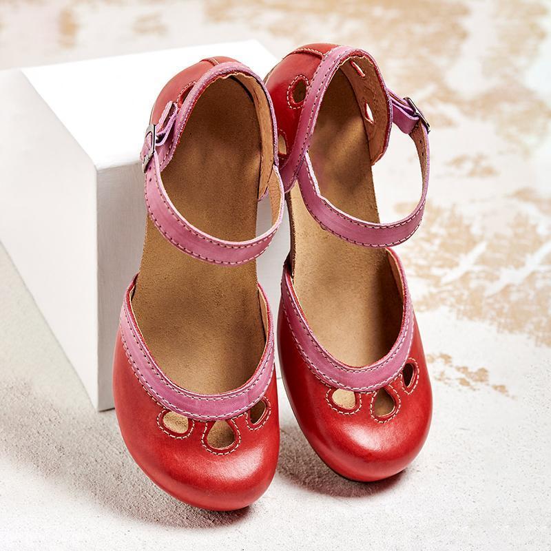 Bella Sandalen | Comfortabele Retro Sandalen met Enkelband en Uitgesneden Details