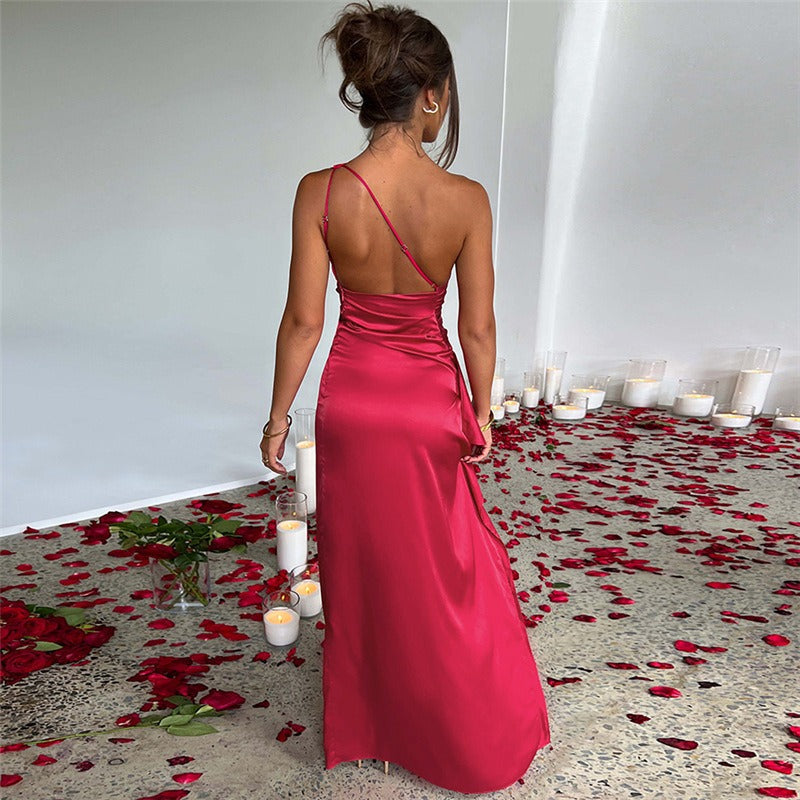 Abigail Dress | Eén-Schouder Maxi-jurk met Flatterend Silhouet en Comfortabele Pasvorm