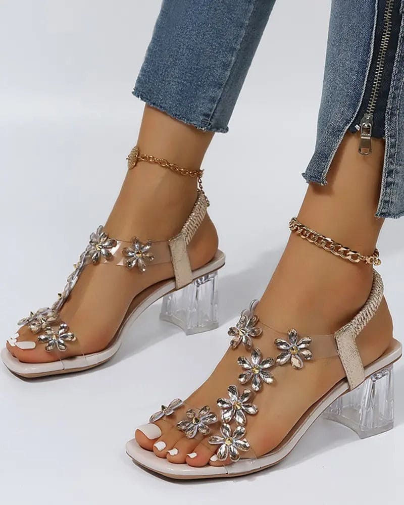 Celina Sandalen | Dameshakken met Strass, Peep Toe en Verstelbare Bandjes
