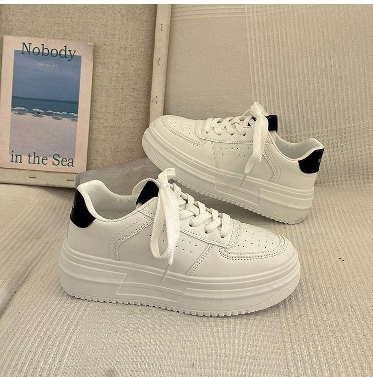 Luna Sneakers | Witte Dames Schoenen met Dikke Zool en Koreaans Design