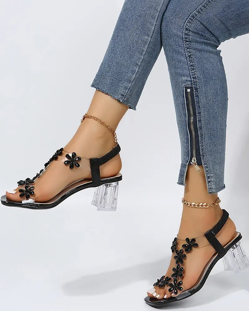 Celina Sandalen | Dameshakken met Strass, Peep Toe en Verstelbare Bandjes