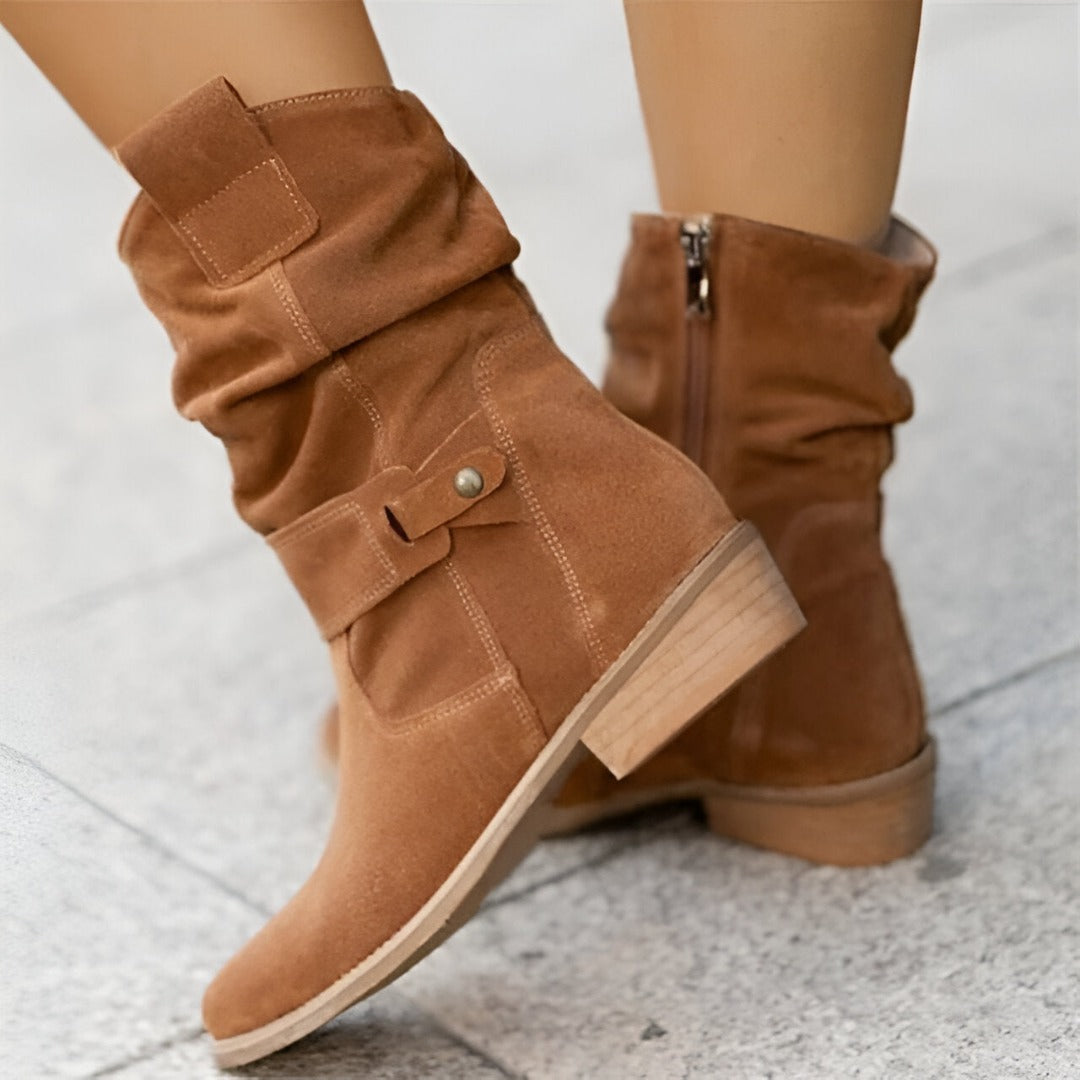 Giovanna Boots | Elegante Dameslaarzen van Kunstsuède met Lage Hak en Zachte Voering