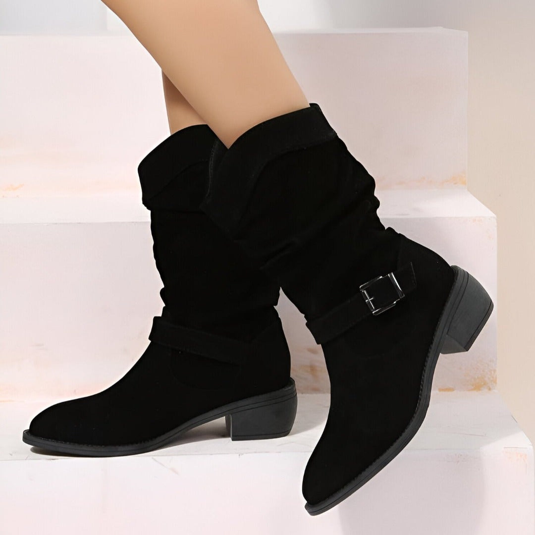 Giovanna Boots | Elegante Dameslaarzen van Kunstsuède met Lage Hak en Zachte Voering