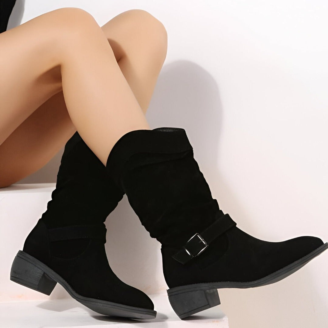 Giovanna Boots | Elegante Dameslaarzen van Kunstsuède met Lage Hak en Zachte Voering