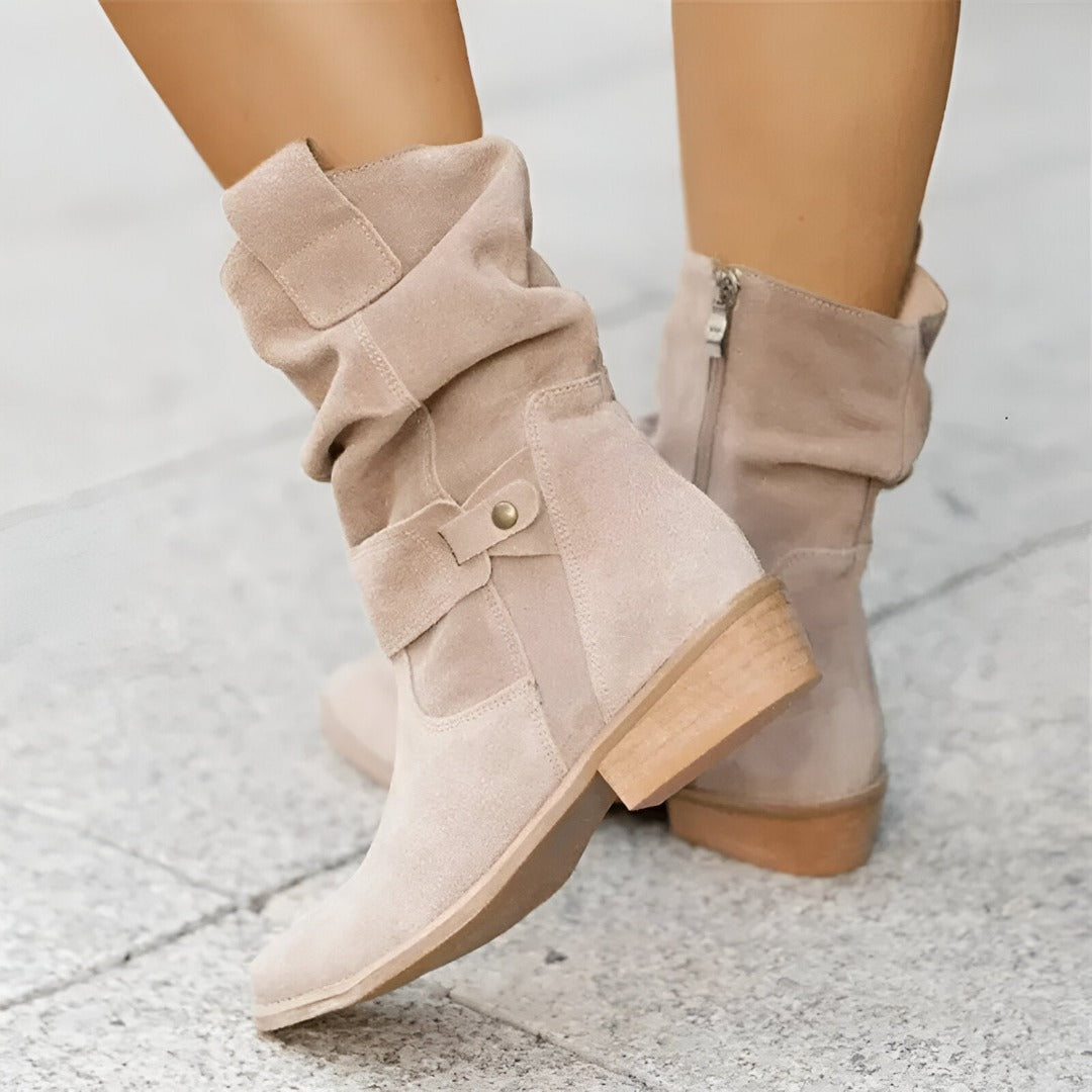Giovanna Boots | Elegante Dameslaarzen van Kunstsuède met Lage Hak en Zachte Voering