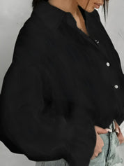 Benja Overhemd | Dames overhemd met geborduurde kraag en elegante knoopsluiting