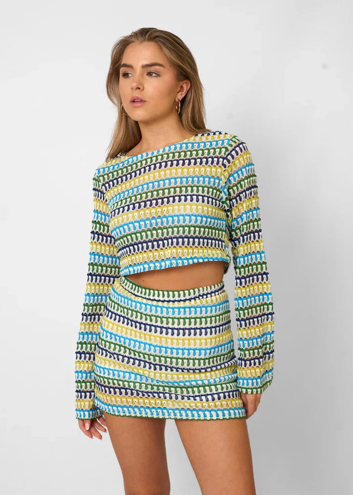 Adeline Set | Gehaakte Tweedelige Zomerset met Cropped Top en Minirok