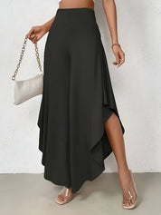 Elena Wide-Leg Pants | Damesbroek met Hoge Taille, Asymmetrische Zoom en Luchtige Wijde Pijpen