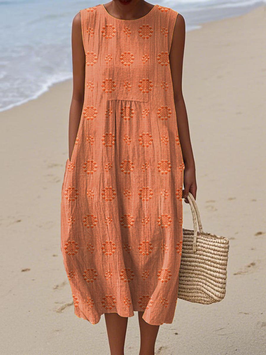 Zomerjurk Dames met Zakken Losvallend Mouwloos Maxi - Groen / Blauw / Geel - Maelen